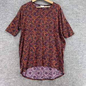 5/$45 LulaRoe T-Shirt Women S Small Orange Geometric Short Sleeve Round Neck